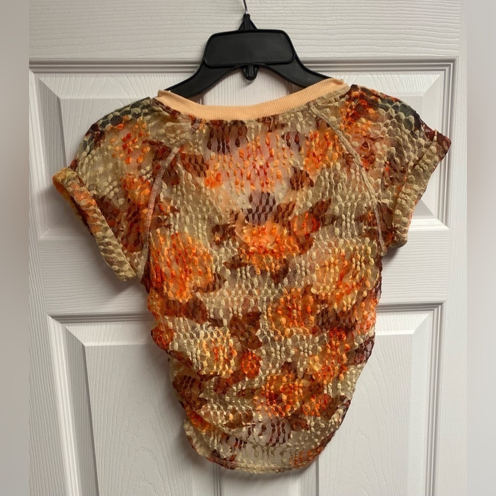 NWOT Free People Salona Floral Lace/Ruched Sheer Crop Top Size XS - Picture 5 of 5